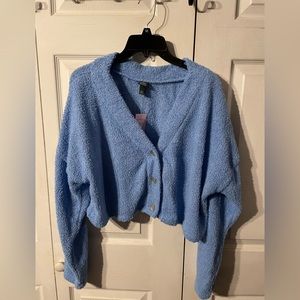 wild fable cropped fuzzy blue sweater